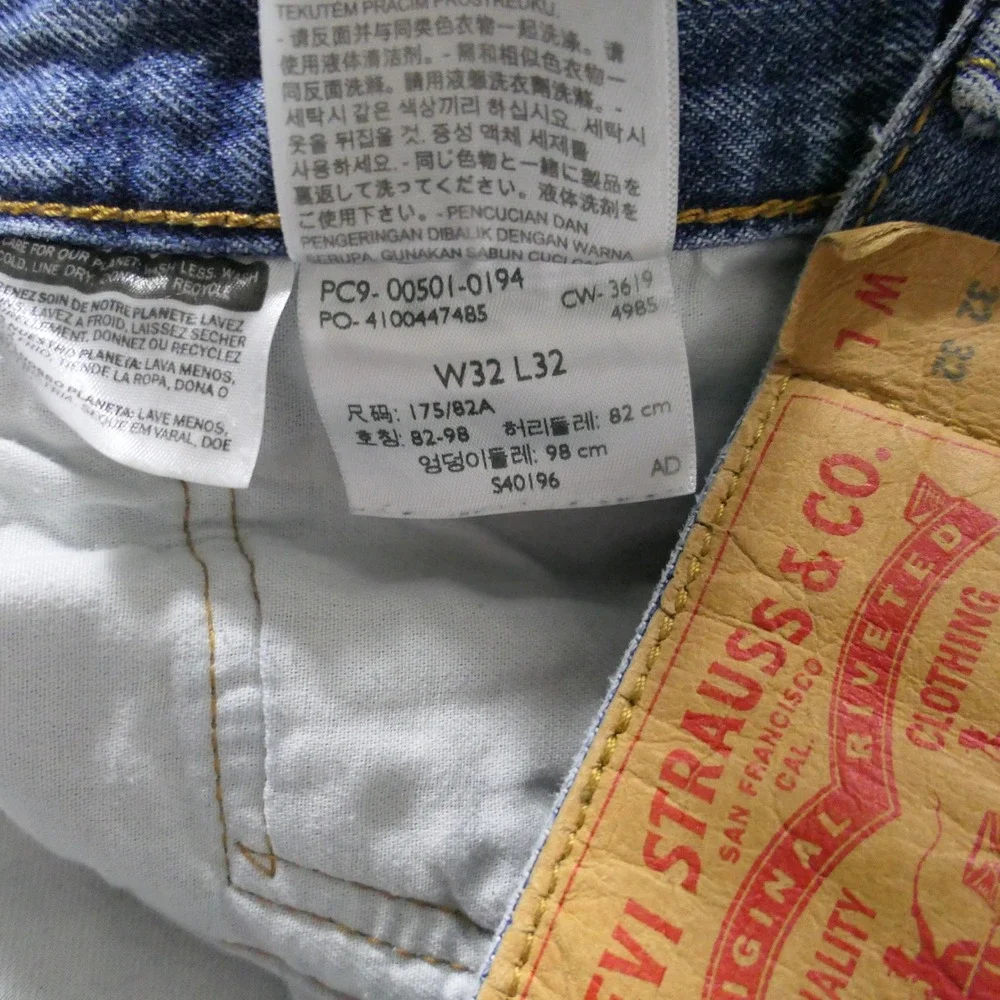 Levis Mens 501 Jeans 32x32 Blue Classic Americana Straight Leg Rugged Streetwear